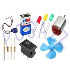 OkaeYa Dc Motor Mini Propeller Switch Wire and 9v Battery Clip (Multicolour)